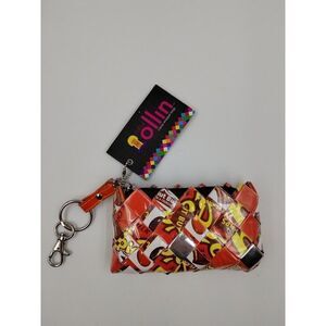 Nahui Ollin Wristlet Small Orange Candy Wrapper Bag